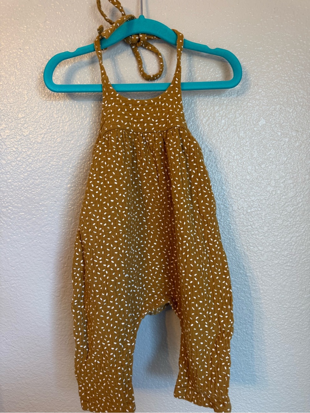 Rylee + Cru Mustard Dot-Print Romper